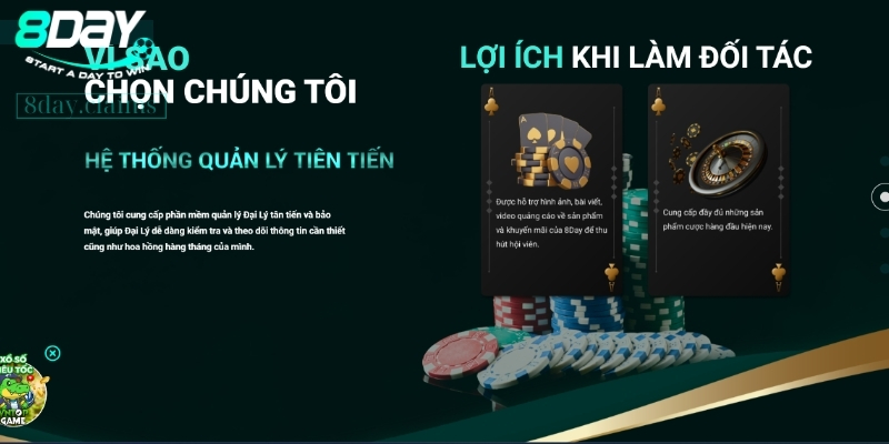 Quyền lợi hấp dẫn cho người chơi liên kết đại lý 8Day